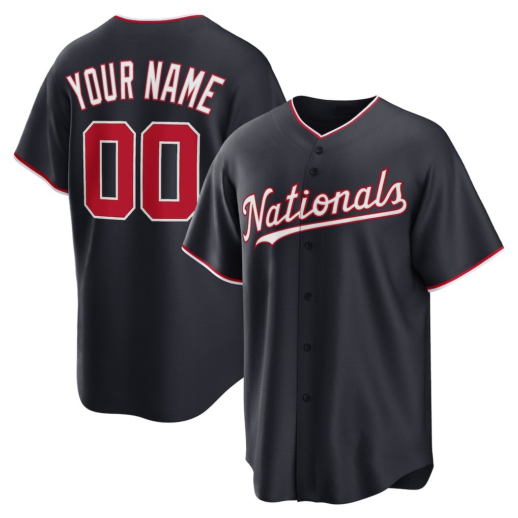 Custom Washington Nationals Navy Puhics Alternate Replica Jersey