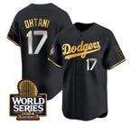Los Angeles Dodgers #17 Shohei Ohtani Black Gold Puhics 2024 World Series Limited Stitched Jersey