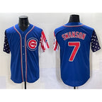 Chicago Cubs #7 Dansby Swanson Royal Puhics 2025 Independence Day Vapor Premier Limited Stitched Jersey