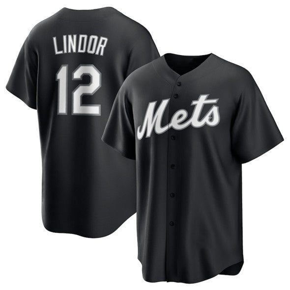 New York Mets #12 Francisco Lindor Black Puhics Lights Out Limited Stitched Jersey