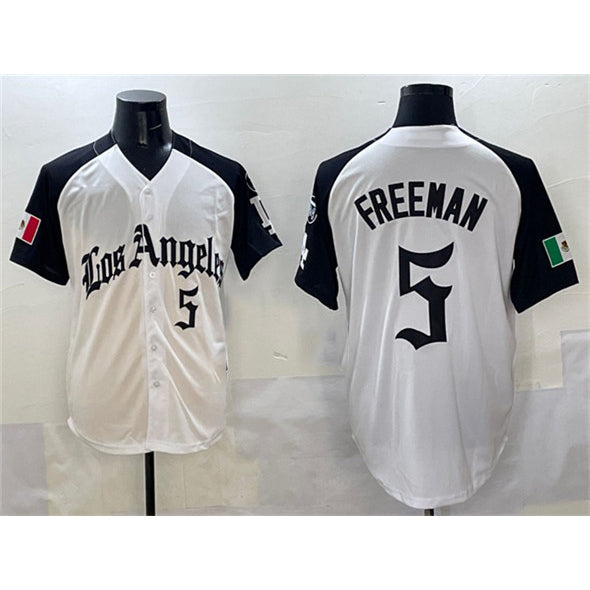 Los Angeles Dodgers #5 Freddie Freeman White Black Puhics Mexico 2025 LA Gothic Style With Fernando Patch Vapor Premier Limited Stitched Jersey