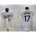 Los Angeles Dodgers #17 Shohei Ohtani Number White Gold Puhics Championship Stitched Cool Base Jerseys