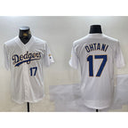 Los Angeles Dodgers #17 Shohei Ohtani Number White Gold Puhics Championship Stitched Cool Base Jerseys