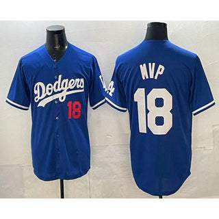 Los Angeles Dodgers #18 Yoshinobu Yamamoto MVP Blue Puhics Limited Stitched Jersey