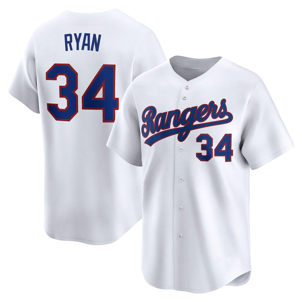 Texas Rangers #34 Nolan Ryan White Puhics Throwback Cooperstown Collection Limited Jersey
