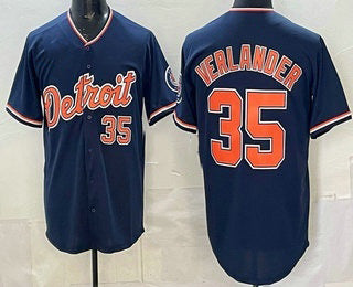 Detroit Tigers #35 Justin Verlander Navy Puhics Limited Jersey