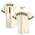 Milwaukee Brewers #1 Groom White Puhics Home Replica Jersey