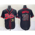 Cincinnati Reds #30 Ken Griffey Jr Number Black Puhics 2023 City Connect Cool Base Stitched Jerseys