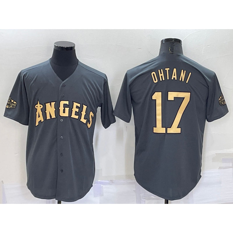 Los Angeles Angels #17 Shohei Ohtani Grey Puhics 2022 All Star Stitched Cool Base Jersey
