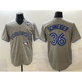 Toronto Blue Jays #36 Davis Schneider Gray Puhics 2025 World Series Cool Base Stitched Jersey