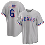 Texas Rangers #6 Josh Jung Gray Puhics Cool Base Stitched Jersey
