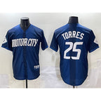 Detroit Tigers #25 Gleyber Torres Navy Puhics City Connect Cool Base Limited Stitched Jersey