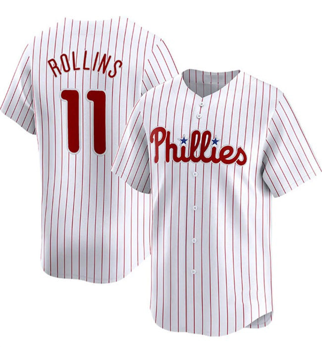 Philadelphia Phillies #11 Jimmy Rollins White Puhics Home Limited Stitched Jersey