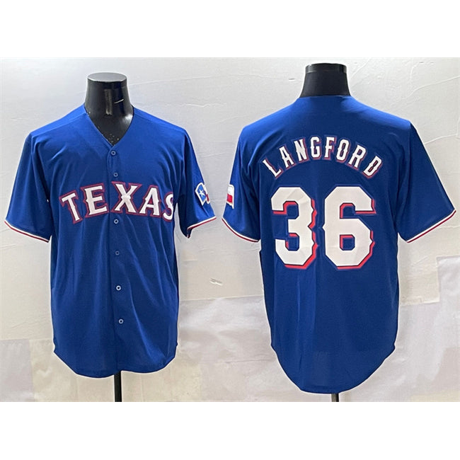 Texas Rangers #36 Wyatt Langford Royal Puhics Cool Base Limited Stitched Jersey