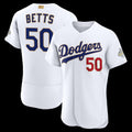Los Angeles Dodgers #50 Mookie Betts White Puhics 2026 Gold Collection Authentic Jersey