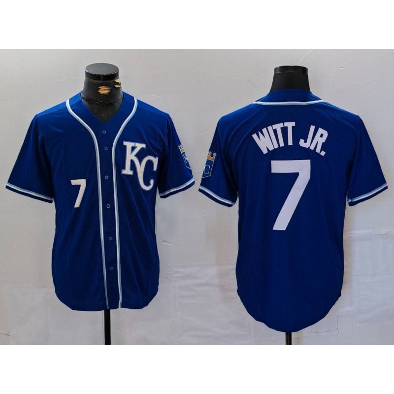 Kansas City Royals #7 Bobby Witt Jr Number Royal Puhics Cool Base Stitched Jersey