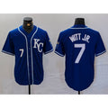 Kansas City Royals #7 Bobby Witt Jr Number Royal Puhics Cool Base Stitched Jersey