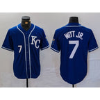 Kansas City Royals #7 Bobby Witt Jr Number Royal Puhics Cool Base Stitched Jersey