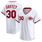 Cincinnati Reds #30 Ken Griffey White Puhics Throwback Cooperstown Collection Limited Jersey