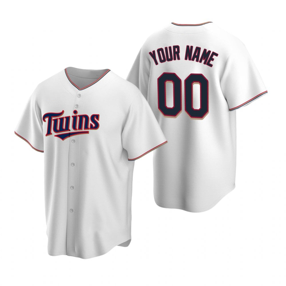 Custom Minnesota Twins White Puhics Stitched Cool Base Home Jersey