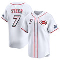 Cincinnati Reds #7 Spencer Steer White Puhics 2025 Speedway Classic Home Limited Stitched Jersey