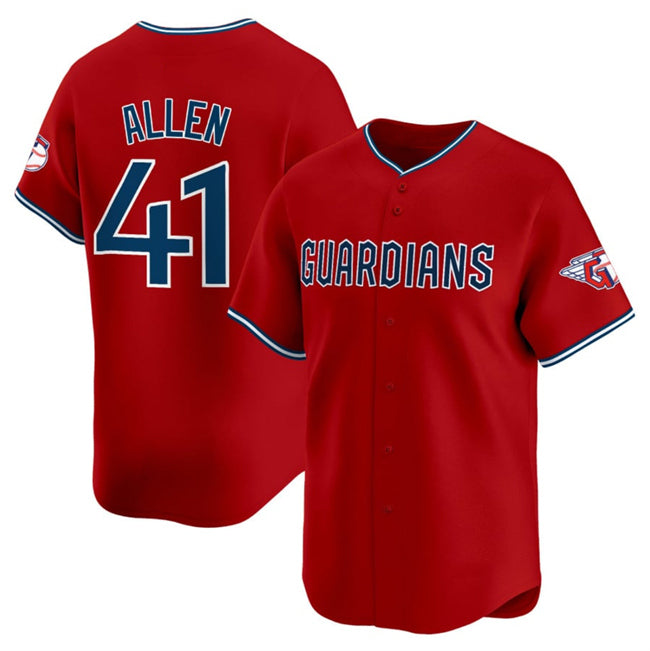 Cleveland Guardians #41 Carlos Santana Red Puhics Alternate Limited Stitched Jersey