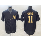 New York Yankees #11 Anthony Volpe Black Gold Puhics Cool Base Stitched Jersey
