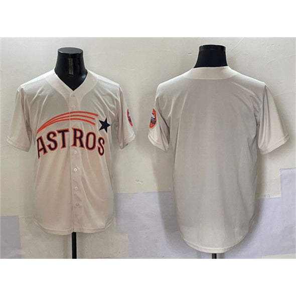 Houston Astros Blank Cream Puhics Throwback Cooperstown Collection Limited Stitched Jersey