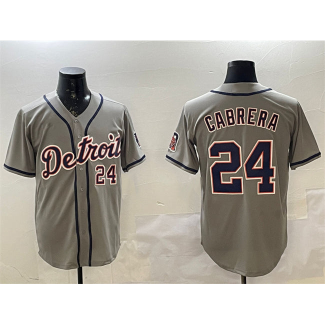 Detroit Tigers #24 Miguel Cabrera Gray Puhics Cool Base Stitched Jersey