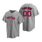 Custom Boston Red Sox Gray Puhics Stitched Cool Base Road Jersey