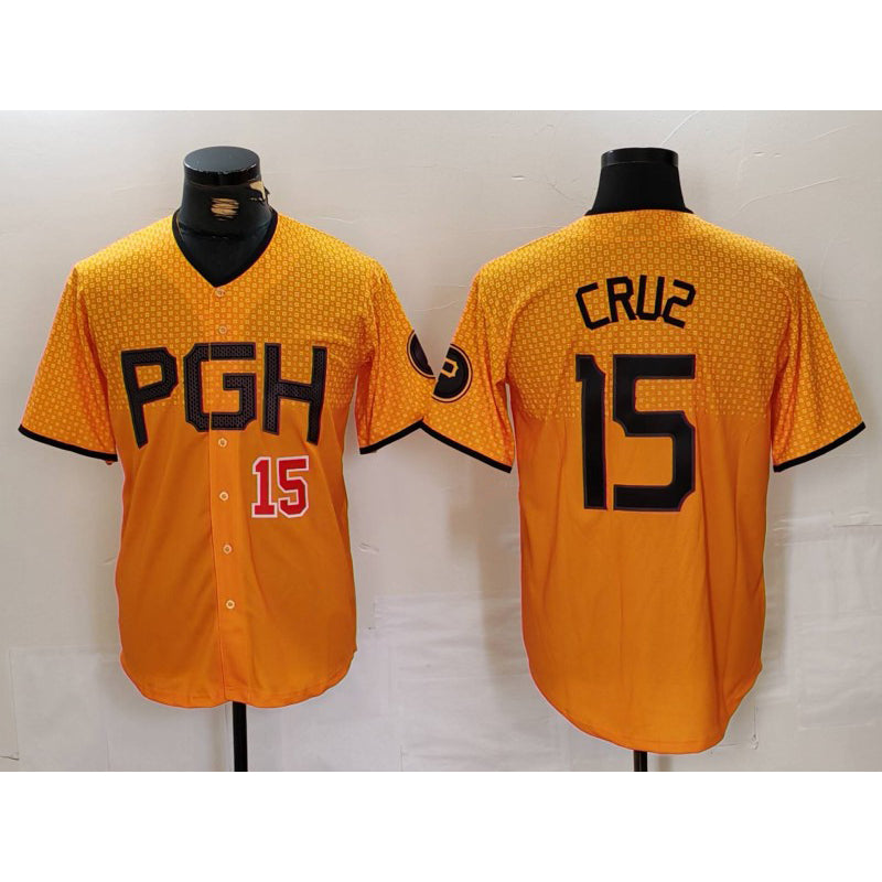 Pittsburgh Pirates #15 Oneil Cruz Yellow Puhics 2023 City Connect Stitched Jerseys
