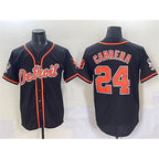 Detroit Tigers #24 Miguel Cabrera Black Puhics With Patch Cool Base Stitched Jersey