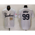New York Yankees #99 Aaron Judge White Puhics Pinstripe Fashion Cool Base Jerseys 2