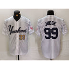 New York Yankees #99 Aaron Judge White Puhics Pinstripe Fashion Cool Base Jerseys 2
