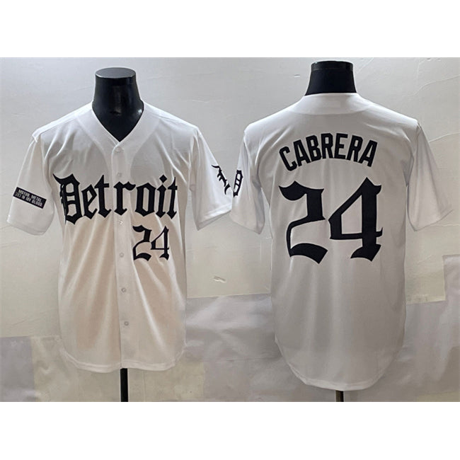Detroit Tigers #24 Miguel Cabrera White Puhics 'Motor Gothic Edition' Vapor Premier Limited Stitched Jersey