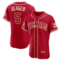 Texas Rangers #5 Corey Seager Red Puhics 2026 City Connect Authentic Sponsor Patch Jersey