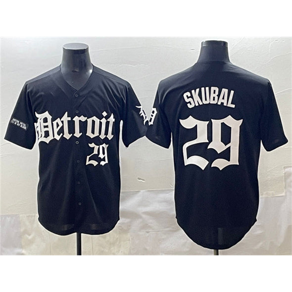 Detroit Tigers #29 Tarik Skubal Black Puhics 'Motor Gothic Edition' Vapor Premier Limited Stitched Jersey