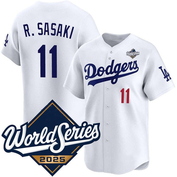 Los Angeles Dodgers #11 Roki Sasaki White Puhics 2025 World Series Limited Stitched Jersey
