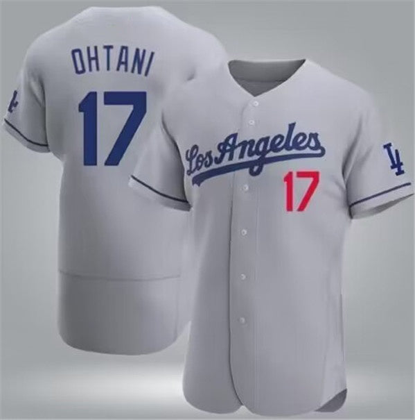 Los Angeles Dodgers #17 Shohei Ohtani Gray Puhics Flex Base Stitched Jersey