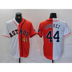 Houston Astros #44 Yordan Alvarez Number White Orange Puhics Split Stitched Jersey