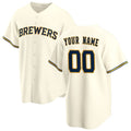 Custom Milwaukee Brewers Cream Puhics Home Replica Jersey