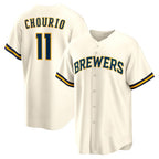 Milwaukee Brewers #11 Jackson Chourio Cream Puhics Home Replica Jersey