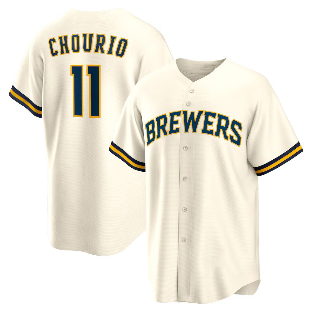 Milwaukee Brewers #11 Jackson Chourio Cream Puhics Home Replica Jersey