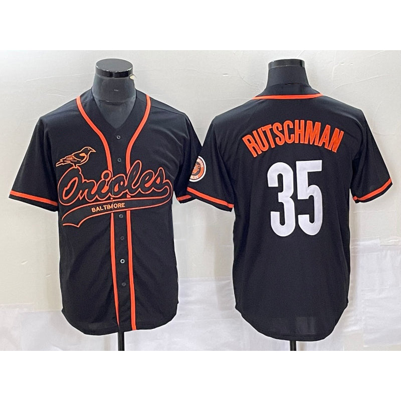 Baltimore Orioles #35 Adley Rutschman Black Puhics Cool Base Stitched Jersey