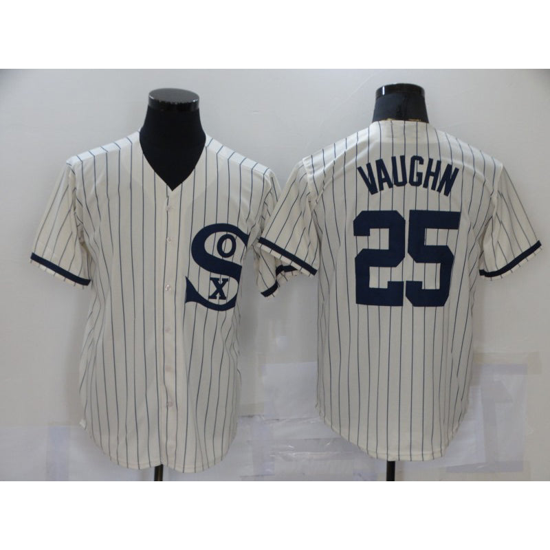 Chicago White Sox #25 Andrew Vaughn 2021 Cream Navy Puhics Field of Dreams Name Flex Base Stitched Jersey