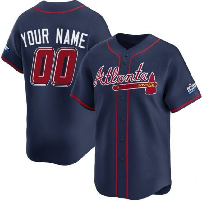 Custom Atlanta Braves Active Player Navy Puhics 2025 Speedway Classic Alternate Limited Stitched Jersey