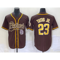 San Diego Padres #23 Fernando Tatis Jr Brown Puhics NEW 2023 Cool Base Stitched Jersey 2