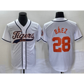 Detroit Tigers #28 Javier B¨¢ez Puhics White Cool Base Stitched Jersey