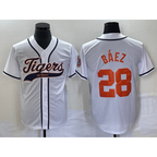 Detroit Tigers #28 Javier B¨¢ez Puhics White Cool Base Stitched Jersey