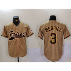 San Diego Padres #3 Jackson Merrill Tan Puhics 2023 Cool Base Stitched Jersey 2